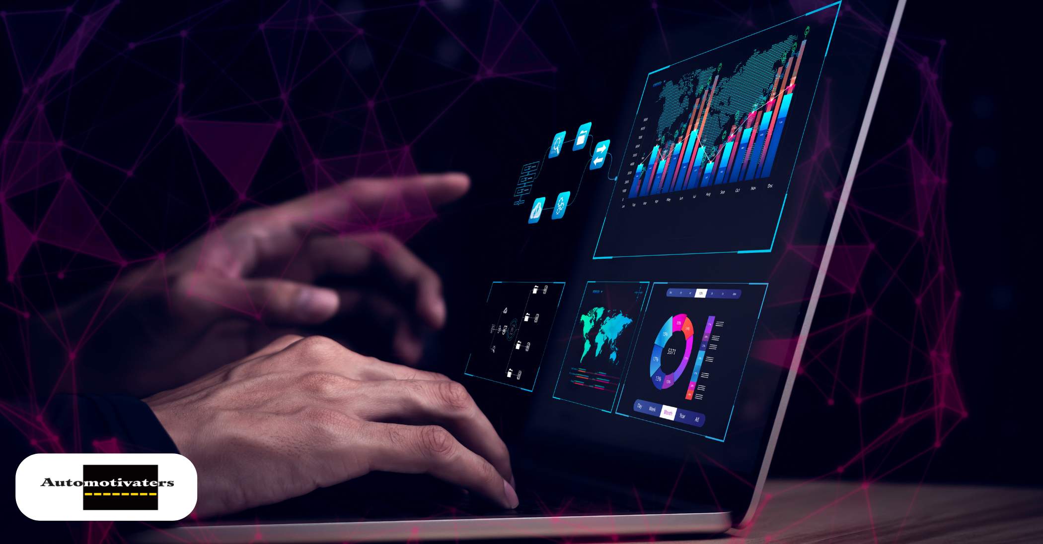 A marketer analyzing social media performance metrics on a laptop