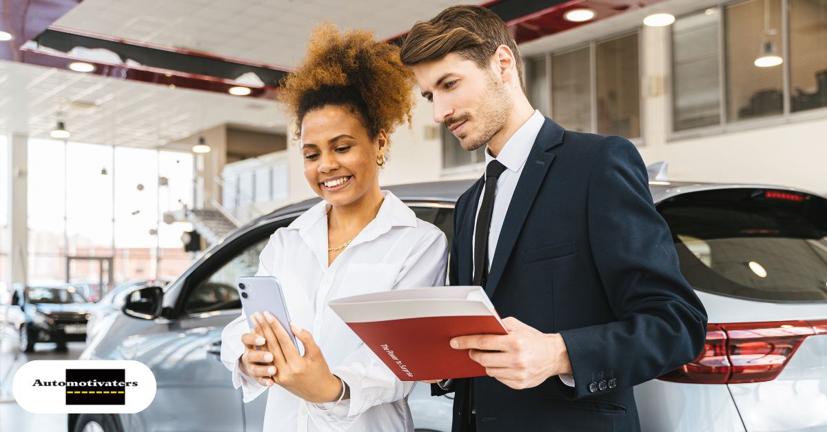 Service advisor performing a vehicle walk-around with a customer