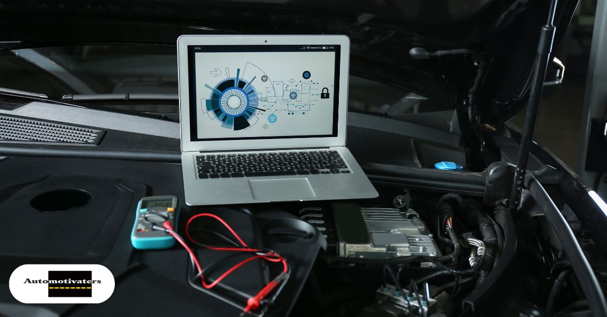 Automotive technician using diagnostic tools and digital systems