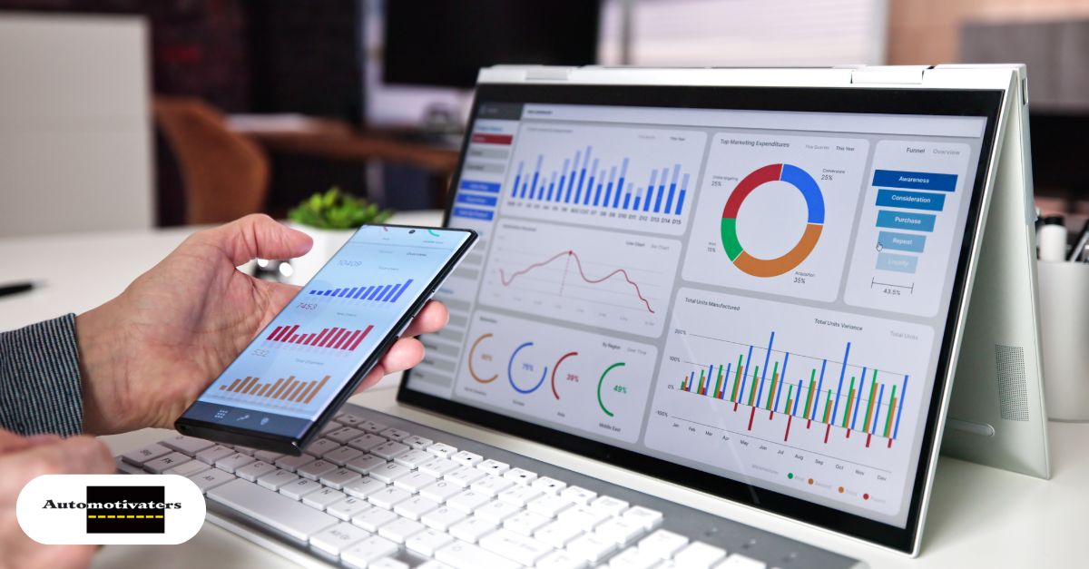 Automotive service manager analyzing a KPIs