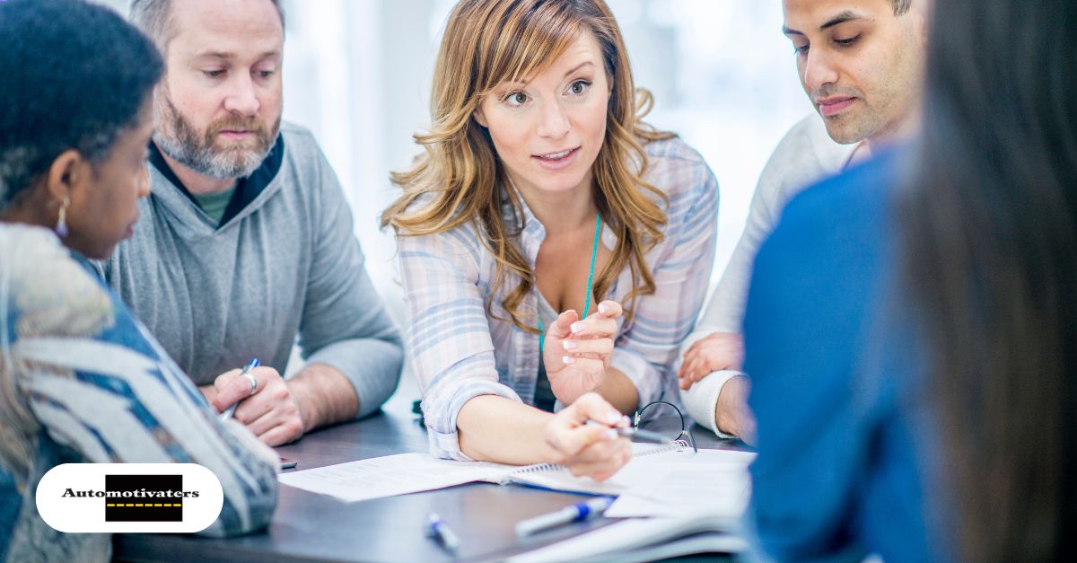 Dealership team practicing customer interactions through role-playing