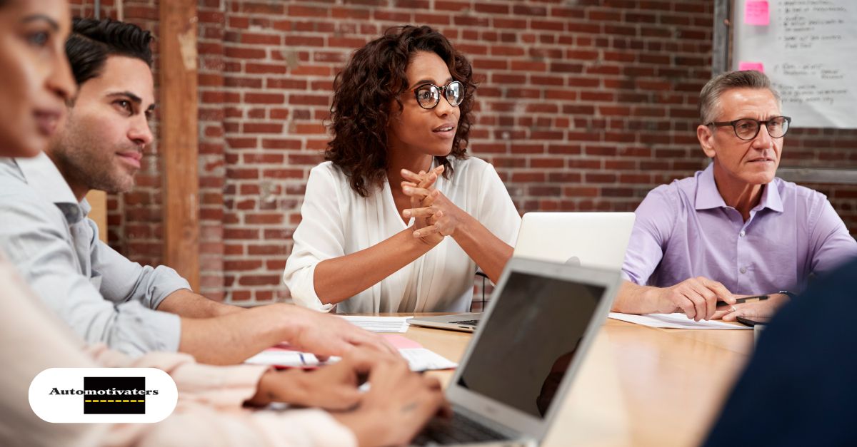Diverse dealership team members using AI coaching tools in their native languages