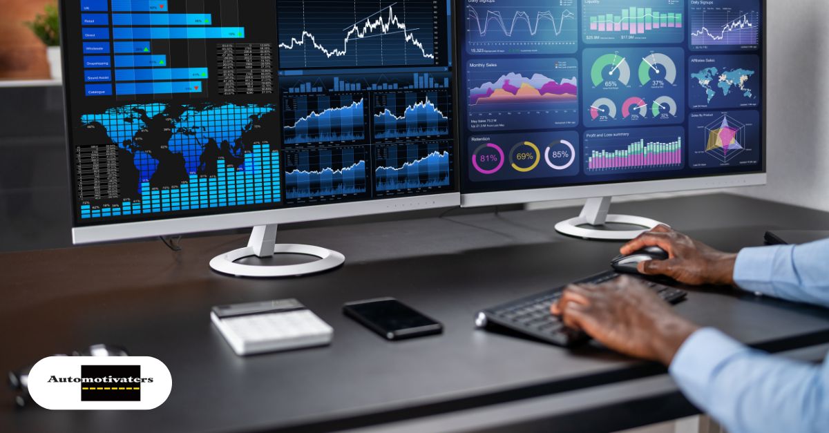 Dealership leader reviewing a digital dashboard with real-time data